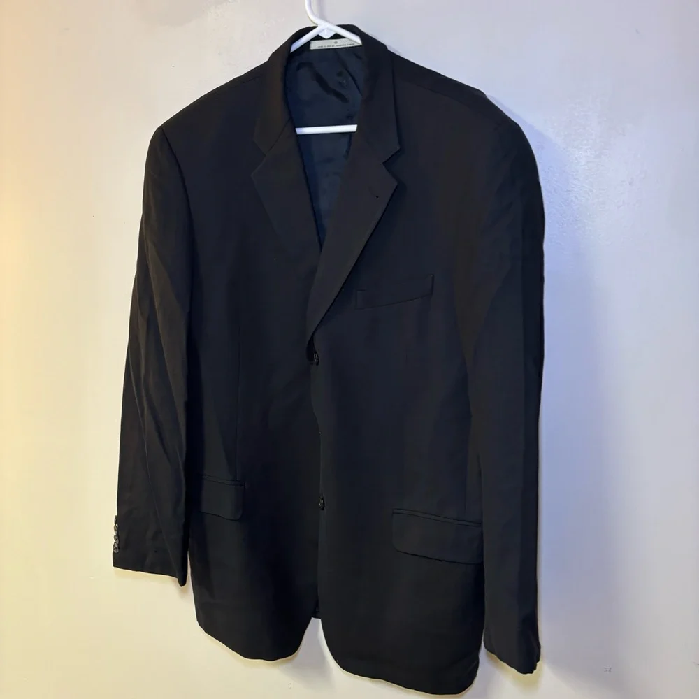 Joseph Abboud mens Black wool sport coat jacket blazer 43L Vintage Class…